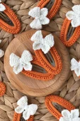 2'Li Örgülü Amigurumi El İşlemesi Kelebek Motifli Çıtçıtlı Toka - 2
