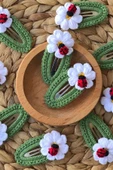 2'Li Örgülü Amigurumi El Işlemesi Uğur Böcekli Çıtçıtlı Toka - 1