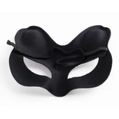 Siyah Süet Kaplama Gümüş Yeşil Simli Kedi Maskesi - 3