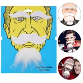 Beyaz Renk Kendinden Yapışkanlı Takma Sakal Bıyık ve Kaş Seti thumbnail 4