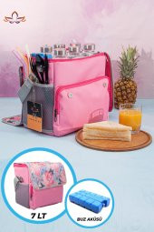 Soğuk ve Sıcak Tutan Yalıtımlı İzolasyonlu Yiyecek İçecek Çantası Termal Termos Buz Aküsü Hediyeli Pembe - 1