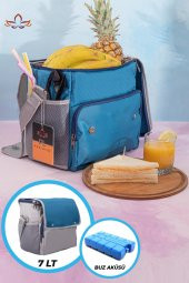 Soğuk ve Sıcak Tutan Yalıtımlı İzolasyonlu Yiyecek İçecek Çantası Termal Termos Buz Aküsü Hediyeli Mavi - 1