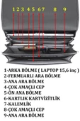 Lacivert Klasik Evrak Model Erkek 15.6 inç Laptop Çantası - 9