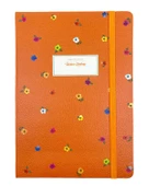 Victorias Sert Kapaklı Noktalı Bloknot Çiçekli Turuncu No:3 - 1