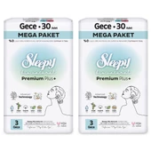 Sleepy Bio Natural Premium Plus Hijyenik Ped Mega Paket Gece 30x2 (60 Adet) - 2