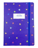 Victorias Sert Kapaklı Noktalı Bloknot Çiçekli Lacivert No:6 - 1