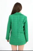 Yakası Püsküllü Düğmeli Tüvit Blazer Ceket - Yeşil thumbnail 5