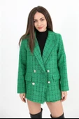 Yakası Püsküllü Düğmeli Tüvit Blazer Ceket - Yeşil thumbnail 1