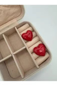 pinterest model kırmızı kalp küpe - 1