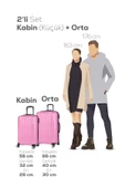 Spring Model Pembe Renk 2'li Valiz Seti Kabin + Orta - 5