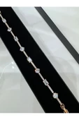 Çelik Rose Gold Zirkon Taşlı Su Yolu Bileklik - 2