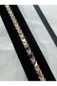 Çelik Rose Gold Zirkon Taşlı Su Yolu Bileklik - 6