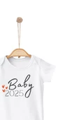 Unisex Yenidoğan Bebek Badisi Baby 2025 Baskılı Yeni Doğum Haberi İçin Hediyelik %100Pamuklu Çıtçıt thumbnail 3