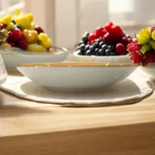 Tektava Master Chef Handmade 6lı Porselen 19 cm Çukur Yemek Tabağı - Turuncu - 2