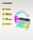 RGB Ledli ve Kablosuz Telefon ŞarjlI Bluetooth G Hoparlör thumbnail 1