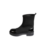 YAZKIŞ Kadın Siyah Streç Önü Rugan 13cm Bilek Boyu Düz Taban  Bot thumbnail 3