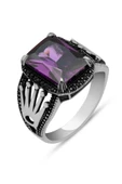 Mor Taşlı 925 Gümüş Erkek Yüzük thumbnail 2