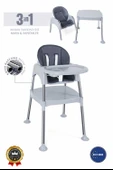 3in1 Çalışma Masası, Mama Sandalyesi, Masa, Sandalye - Gri thumbnail 1