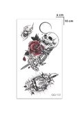 Kafatası İskelet Gül Rose Omuz Geçici Dövme Tattoo Aksesuar Şık - 2