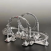 Roller Coaster 3D Metal Maket Bulmaca Puzzle modeli kitleri DIY 14+ Yaş 80 Parça thumbnail 5