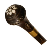 Topuz Başlı Motif Sedef ve Telkari İşlemeli Bıçaklı Baston No21 - 3
