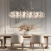 Apliqa Mercan Sıralı Gold Kristal Taşlı Modern Oturma Odası, Yemek Masası Üstü, Salon Avize thumbnail 1