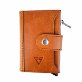 Rich Smith Gerçek Deri Mekanizmalı Fermuar Kartlık 9152 Bulutlu Taba thumbnail 1