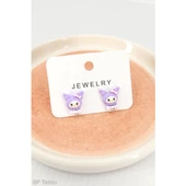 Sanrio Mor  Kuromi Magic 2'li Genç ve Çocuk Küpesi Hediyelik Aksesuar Şık Takı - 1