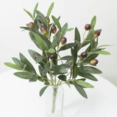 Yapay Zeytin 40cm 5 Dallı 10 Meyveli Demet Yapay Çiçek Artificial Olive - 1
