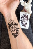 Siyah Gül Geçici Dövme Tattoo Şık Aksesuar - 1