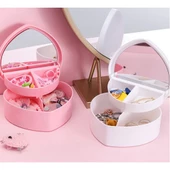 Kalp Tasarımlı Aynalı Takı Saklama Kutusu - 1