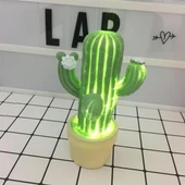 Mini Kaktüs Dekoratifli Pilli Led Masa Gece Lambası Aydınlatma - 8