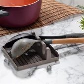 Tencere Kapak Tutuculu Kaşıklıklı Tencere Kapak Standı Pratik Kaşık Kepçe Altlık Düzenleyici - 7