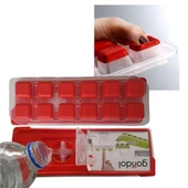 12li Kapaklı Yapışmaz Silikon Tabanlı Plastik Küp Buz Kalıbı - 7