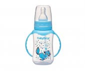 Baby Time Silikon Kiraz Uçlu Kulplu Biberon 150 Ml - Mavi - 1