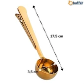 Mandallı Kahve Ölçü Kaşığı Gold Çok Fonksiyonlu Paslanmaz Çelik Kaşık - 6