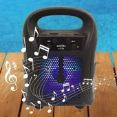 Tutmalı Mini Hoparlör Işıklı Taşınabilir Bluetooth Wireless Radyolu Sd Kart ve USB Girişli Hoparlör - 3