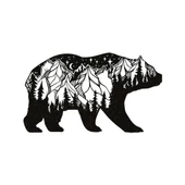 Ansac Metal Ayı Orman Desenli Metal Duvar Tablosu 60x33 cm Siyah thumbnail 2