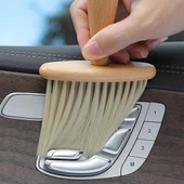 Araba İçin Ahşap Saplı Yumuşak Kıl Fırça Detaylı Toz Alma Temizleme Fırçası thumbnail 8