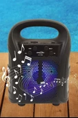 Tutmalı Mini Hoparlör Işıklı Taşınabilir Bluetooth Wireless Radyolu Sd Kart ve USB Girişli Hoparlör - 7