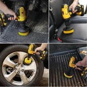 3lü Matkap Ucu Banyo Küvet Duşakabin Araba Tekerliği Koltuk Yıkama Temizleme Fırçası Seti - 5