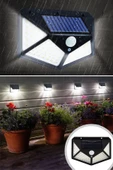 100 Ledli 3 Farklı Aydınlatma Ayarlı Solar Güneş Enerjili Hareket Sensörlü Bahçe Duvar Lambası - 7