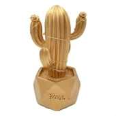 Led Işıklı Sevimli Kaktüs Dekoratif Masa Lambası Mini Biblo Gece Lambası-GOLD - 5