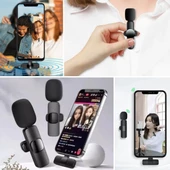 Type C Uyumlu İphone Dönüştürücülü Kablosuz Yaka Mikrofonu Android ve İphone Uyumlu Mini Mikrofon - 4