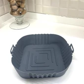 Renkli Isıya Dayanıklı Yıkanılabilir Silikon Fırın  Airfryer Kare Model Pişirme Matı 20 cm - 12