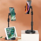 Masa Üstü Tablet ve Telefon Tutucu Plastik Aparat Siyah Telefon Standı - 1