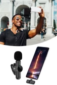 Type C Uyumlu İphone Dönüştürücülü Kablosuz Yaka Mikrofonu Android ve İphone Uyumlu Mini Mikrofon - 6