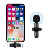 Type C Uyumlu İphone Dönüştürücülü Kablosuz Yaka Mikrofonu Android ve İphone Uyumlu Mini Mikrofon - 5