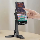 Masaüstü Telefon Standı 360 Derece Dönebilen Başlıklı Ayaklı Telefon Tripodu - 1