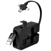Cep Tipi Telefon Tutuculu Makaralı Uzayıp Kısalabilen 3'ü 1 Arada USB Şarj Kablosu - 1